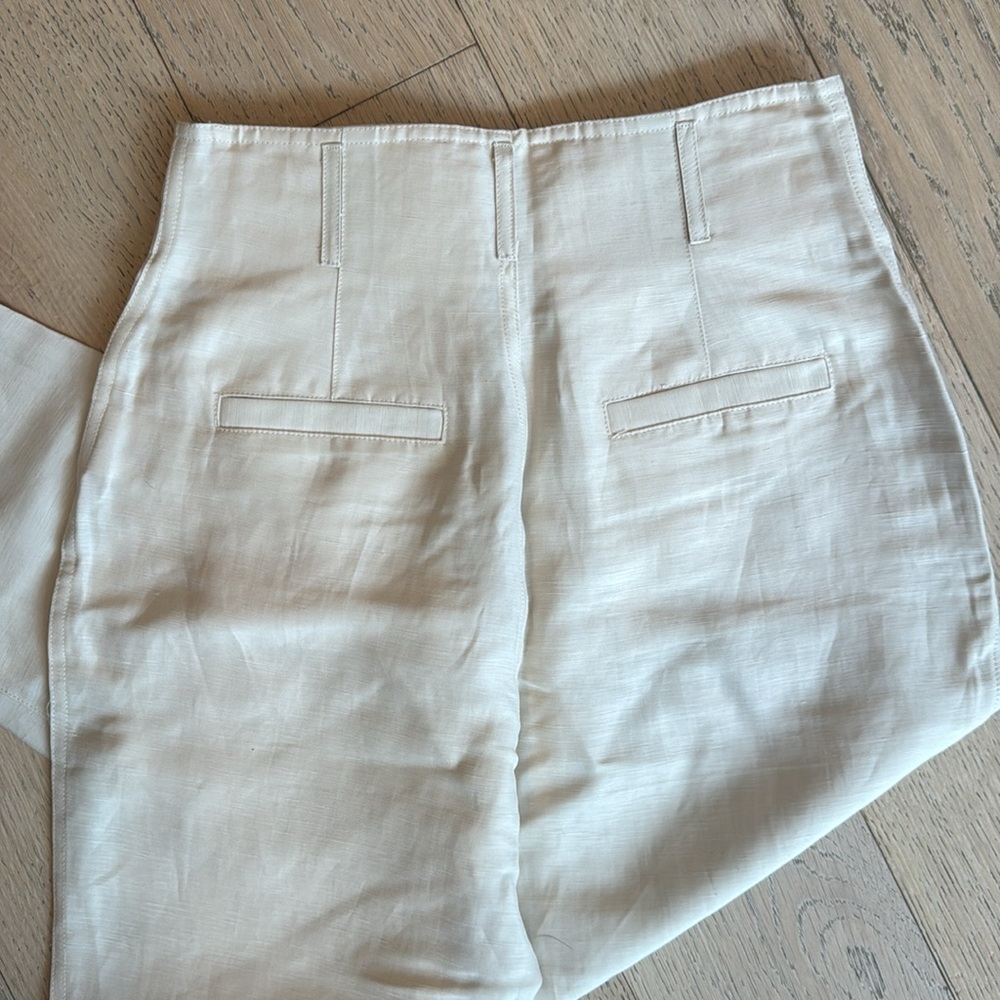 Cream linen trousers ankle length high waist Joie 00 NWT - Picture 5 of 5